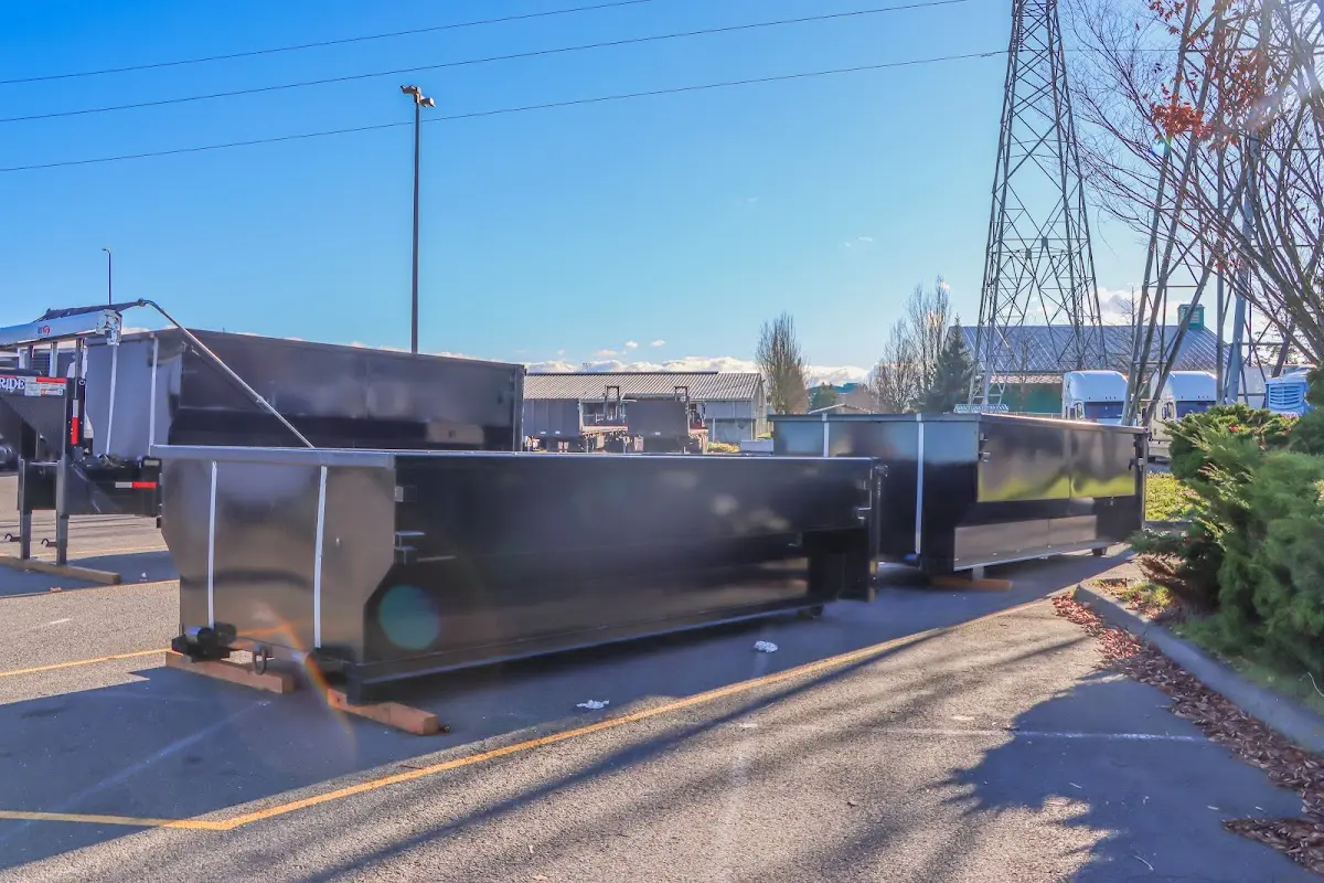 Roll-off dumpster ready for waste disposal at job site for 3 Yard Dumpster Rental in Columbia